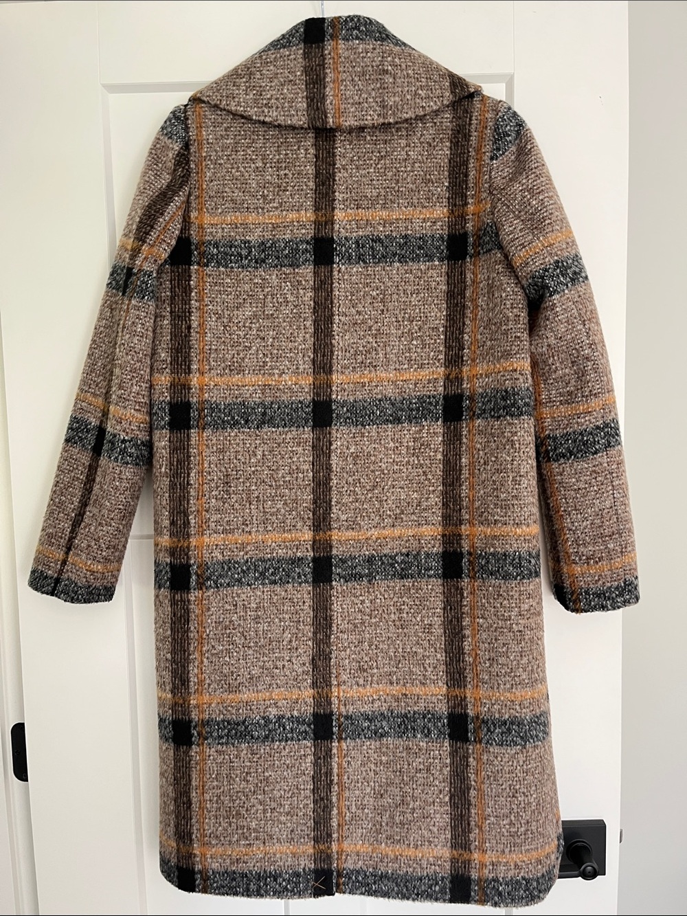 KENDALL + KYLIE Brown Plaid Double Breasted Tweed Coat Size S NWOT - Picture 8 of 11